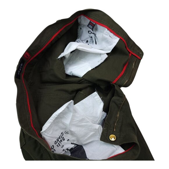 Makobi Mens Distressed Faded Pants Olive Green Size 50X32 With Zipper Accents - Picture 10 of 11